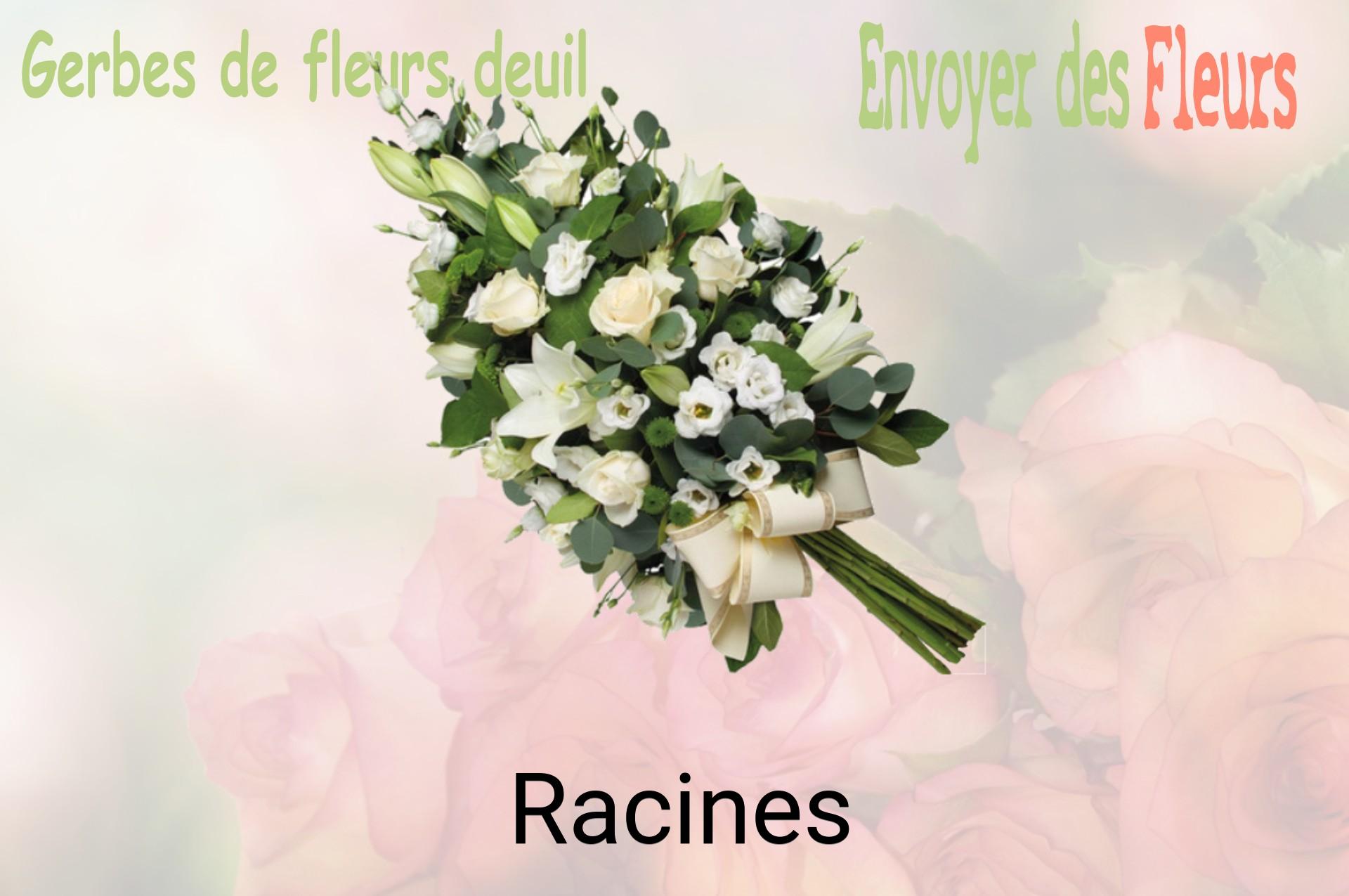 Gerbe de fleurs de deuil livrée à Racines